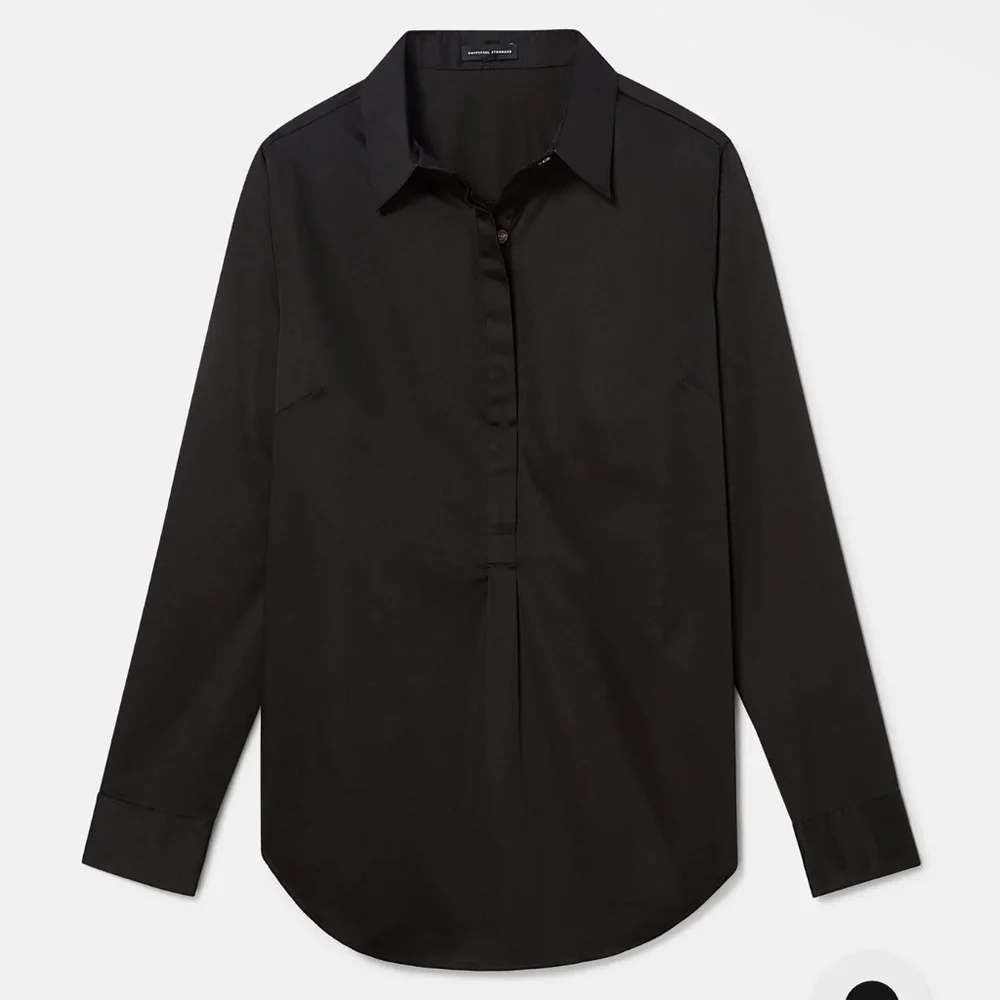 Universal Standard Black Stretch‎ Popover Shirt Minimalist Workwear XL